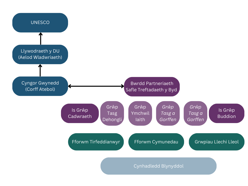 diagram strwythur rheoli