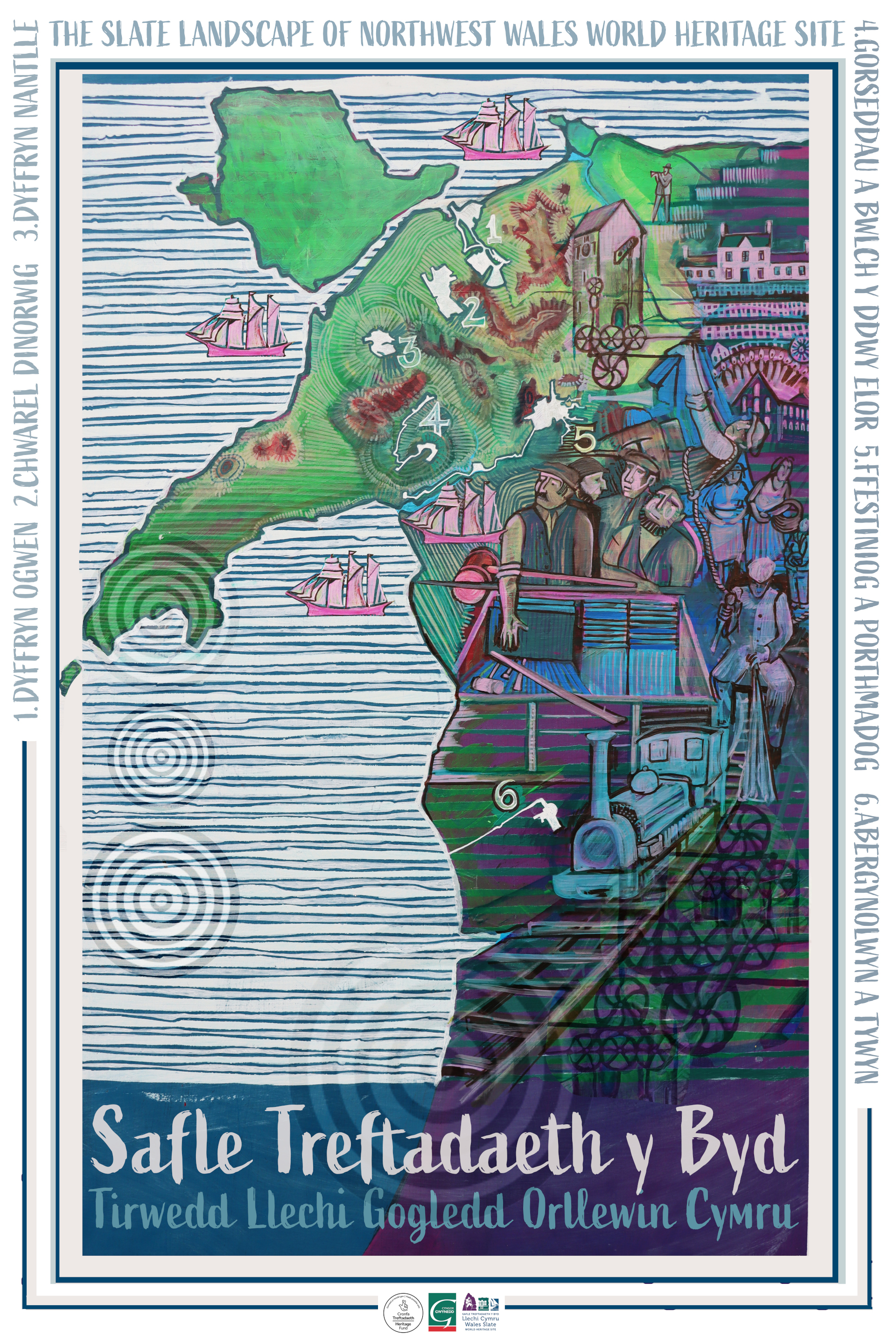 Map Safle Treftadaeth y Byd Tirwedd Llechi Gogledd Orllewin Cymru
